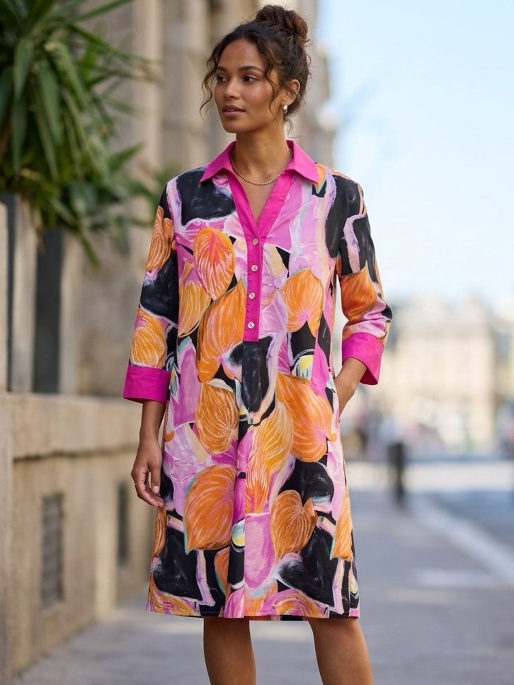 Magari Made In Italy Womens Pink Abstract Dress Size Medium